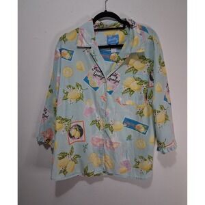 Nick & Zoe Size XL Lemonade Sleep Shirt Whimsical Pastelcore Button Downn